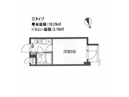 パレドール相模原(1K/2階)の間取り写真