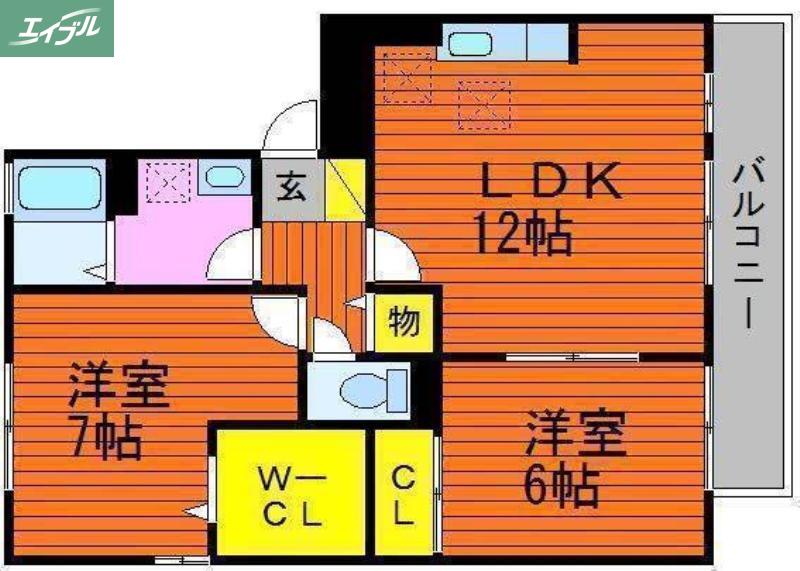セジュール今B棟(2LDK/3階)の間取り写真