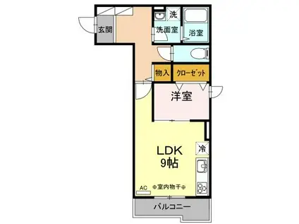 ノワール・エ・ブラン(1LDK/2階)の間取り写真