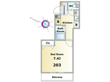 メゾン・ド・ヴェルニ(1K/2階)の間取り写真