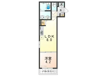 マリブガーデン堺駅前(1LDK/2階)の間取り写真