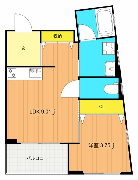 KUKUNA OMORI (1LDK/3階)の間取り写真