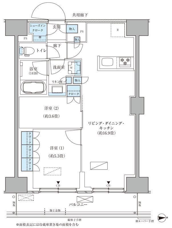 パークアクシス品川天王洲アイル(2LDK/6階)の間取り写真