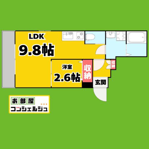 グランテラス新瑞橋(1LDK/3階)の間取り写真