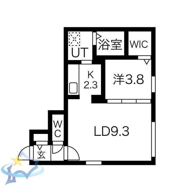 NOVA北円山(1LDK/1階)の間取り写真