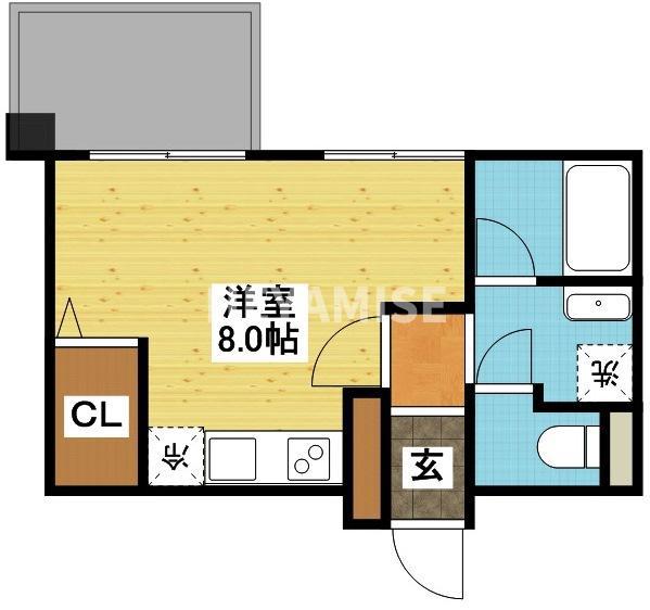 ブランネージュおおはし(ワンルーム/3階)の間取り写真