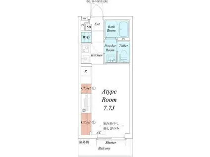 リブリ・金山(1K/2階)の間取り写真