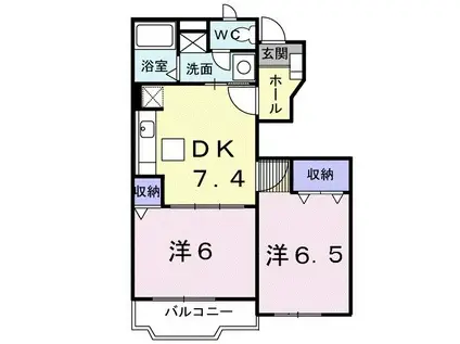 フィオーレ A(2DK/1階)の間取り写真