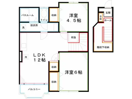 ローズ・フルール(2LDK/2階)の間取り写真