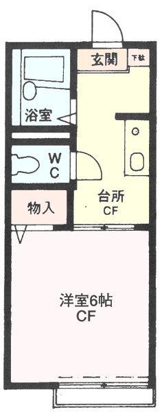 ジュネスハイム(1K/1階)の間取り写真