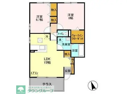 イーストヒルズ雅III(2LDK/1階)の間取り写真