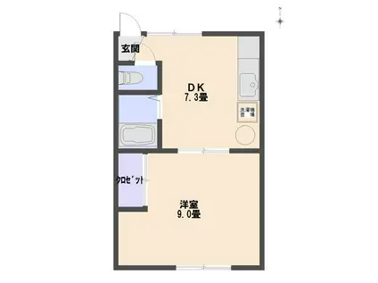 コーポ高松(1DK/2階)の間取り写真