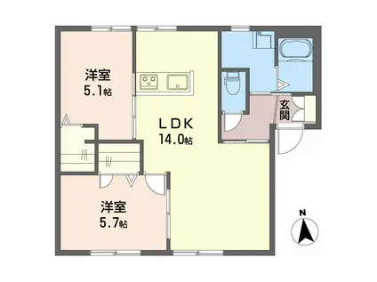 サンヴィオラ浜西(2LDK/1階)の間取り写真