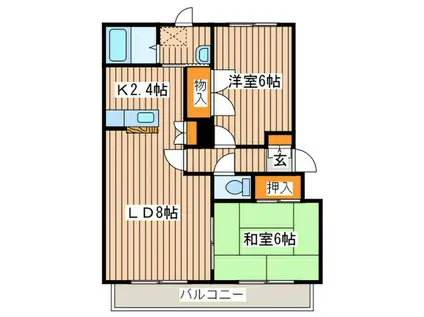 ハーベストコート(2LDK/3階)の間取り写真