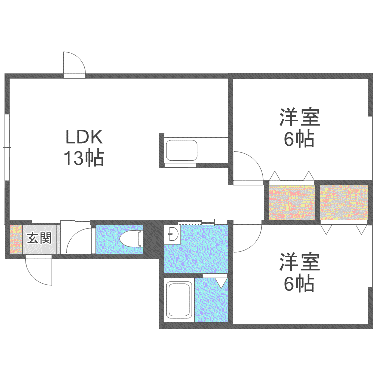 テラスハウス7-2(2LDK/1階)の間取り写真