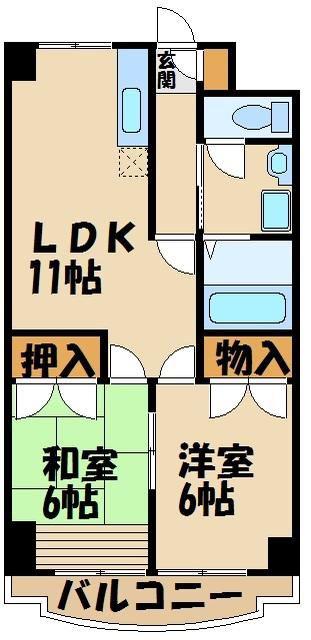 麻生ビル(2DK/2階)の間取り写真
