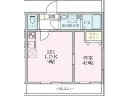 エレジオ横浜(1LDK/2階)の間取り写真
