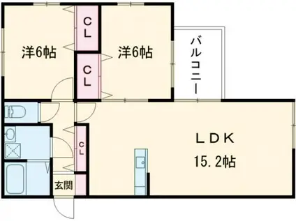 イーストコート(2LDK/2階)の間取り写真