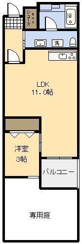 APARTMENT結(1LDK/1階)の間取り写真