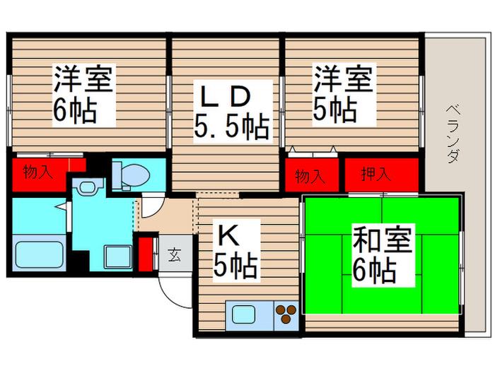 グランシャリオ船橋(3LDK/3階)の間取り写真