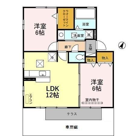 アネシスII(2LDK/1階)の間取り写真