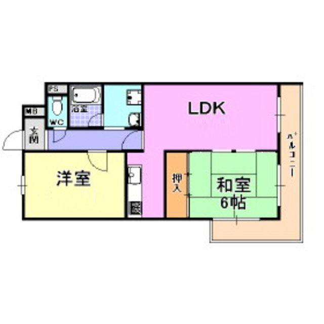 吉光アドニス芦屋(2LDK/1階)の間取り写真