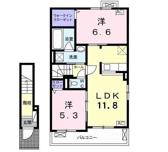 ボンダイI(2LDK/2階)の間取り写真