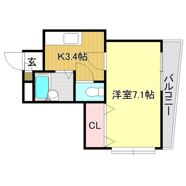 ピュア新田町(1K/3階)の間取り写真