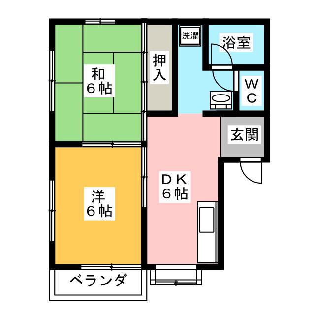 パーム スプリングス(2DK/1階)の間取り写真