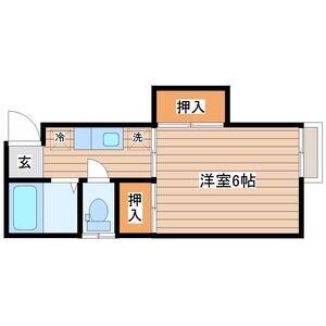ハイネス川内(1K/2階)の間取り写真