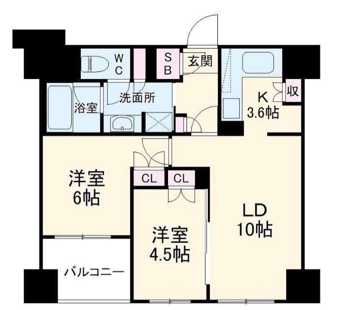 BELISTA横浜(2LDK/7階)の間取り写真
