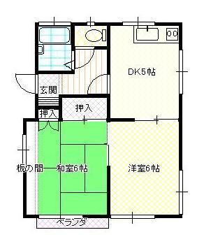 フロントヘルメス(2K/2階)の間取り写真