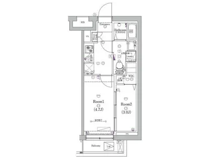 ガリシア矢口渡(2K/4階)の間取り写真