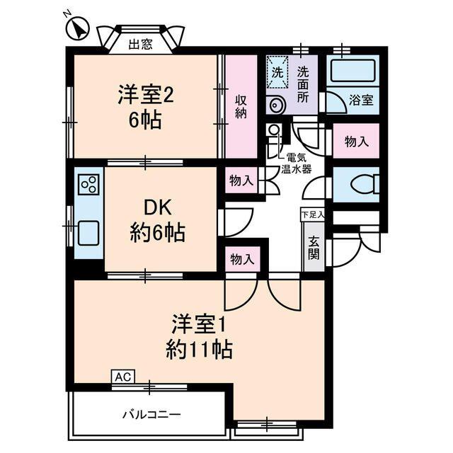 ウッドビュー上北沢(2DK/1階)の間取り写真