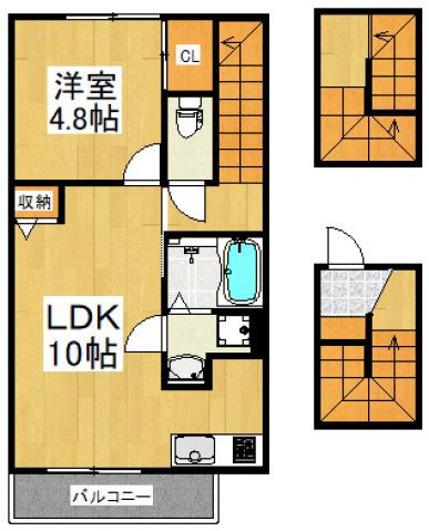 ディアコート東所沢(1LDK/3階)の間取り写真