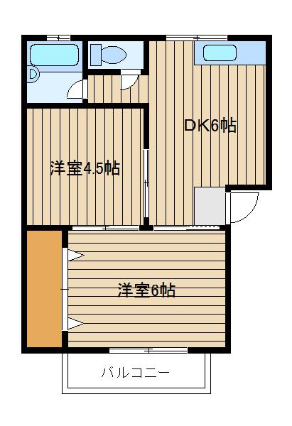 イーストビル(2DK/2階)の間取り写真