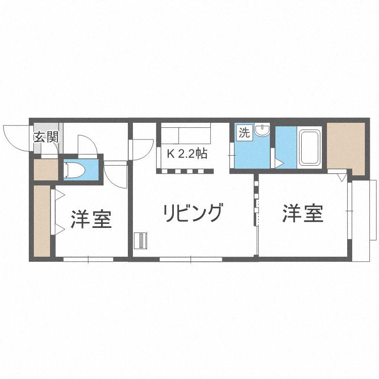 プラシードブルグN14(2LDK/2階)の間取り写真