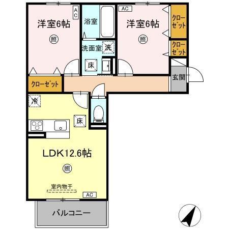 スペチアーレ・セレーナ(2LDK/1階)の間取り写真