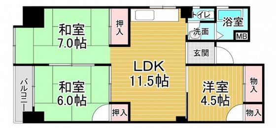 第2吉岡ビル(3LDK/3階)の間取り写真