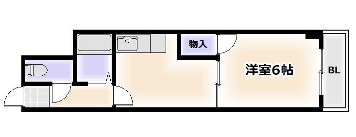 エフアール丸山通(1K/2階)の間取り写真