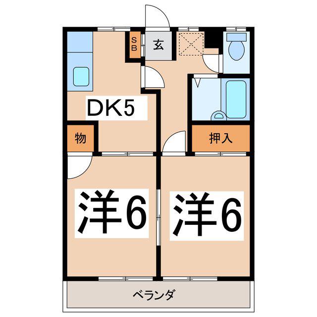 ハイツイノウエ(2DK/1階)の間取り写真