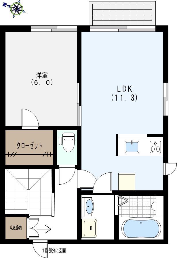 LAPAZ御影(1LDK/2階)の間取り写真