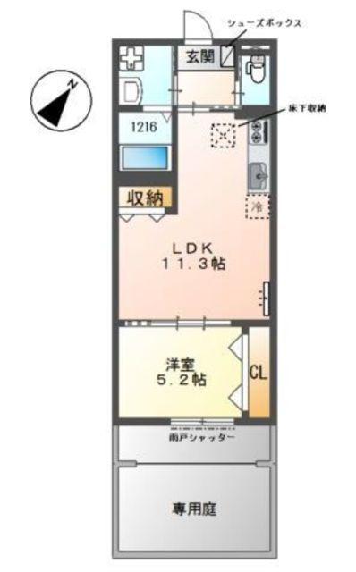 戸田市笹目3丁目アパート(1LDK/1階)の間取り写真