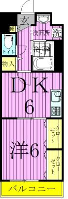 サニーコート東綾瀬(1DK/3階)の間取り写真