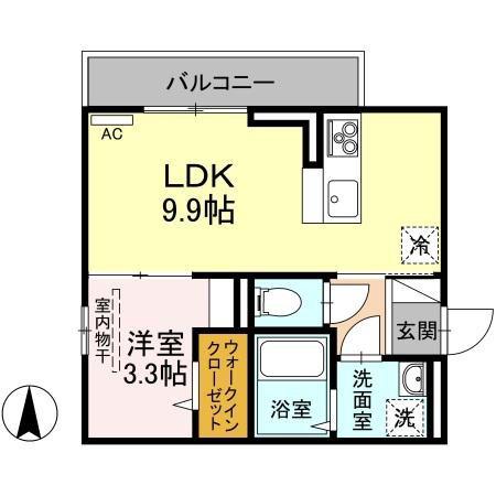 プリムローズII(1LDK/3階)の間取り写真