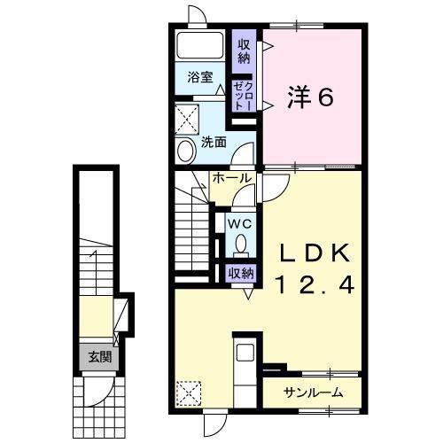 サンリットネアIII(1LDK/2階)の間取り写真
