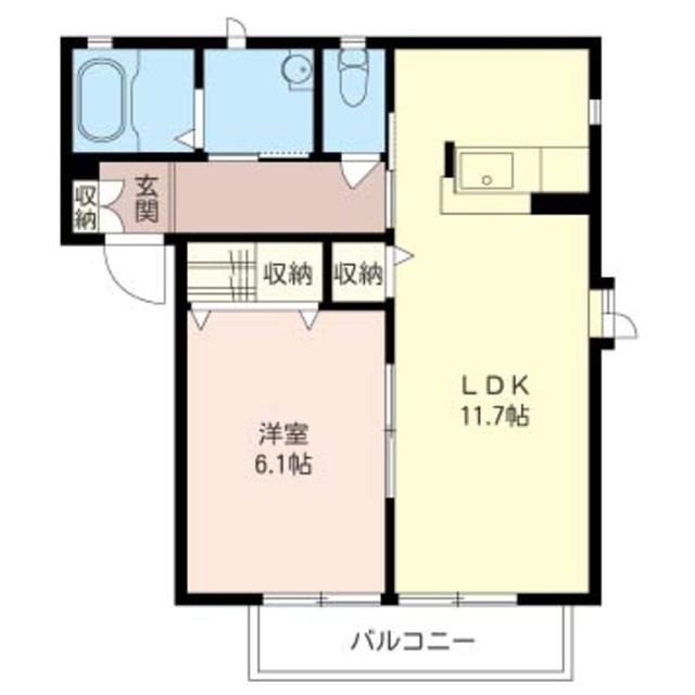 シャテロC(1LDK/1階)の間取り写真