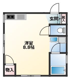石川ビル(ワンルーム/2階)の間取り写真