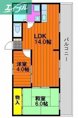 小原マンション(2LDK/4階)の間取り写真
