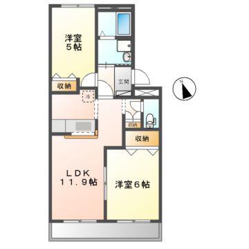 グローリアスM・T・K(2LDK/1階)の間取り写真